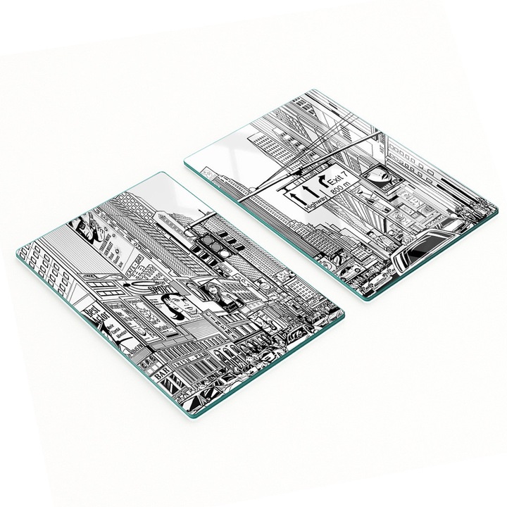 Tulup konyhai vágódeszkák, 2 darabos készlet, üveg, 2x40x52cm, csúszásmentes, magas hőmérsékletnek ellenálló