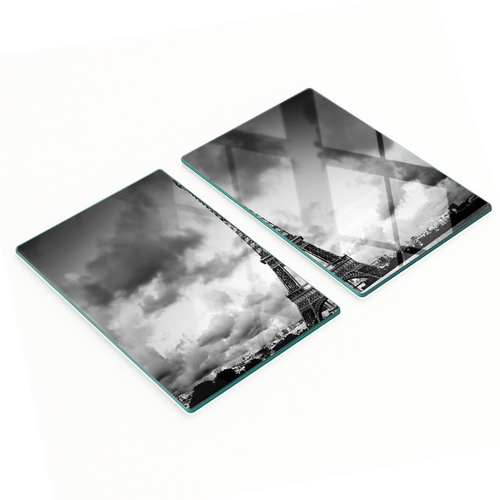 Konyhai vágódeszkák, Tulup, 2 darabos készlet, 2x40x52cm, üveg, csúszásgátló