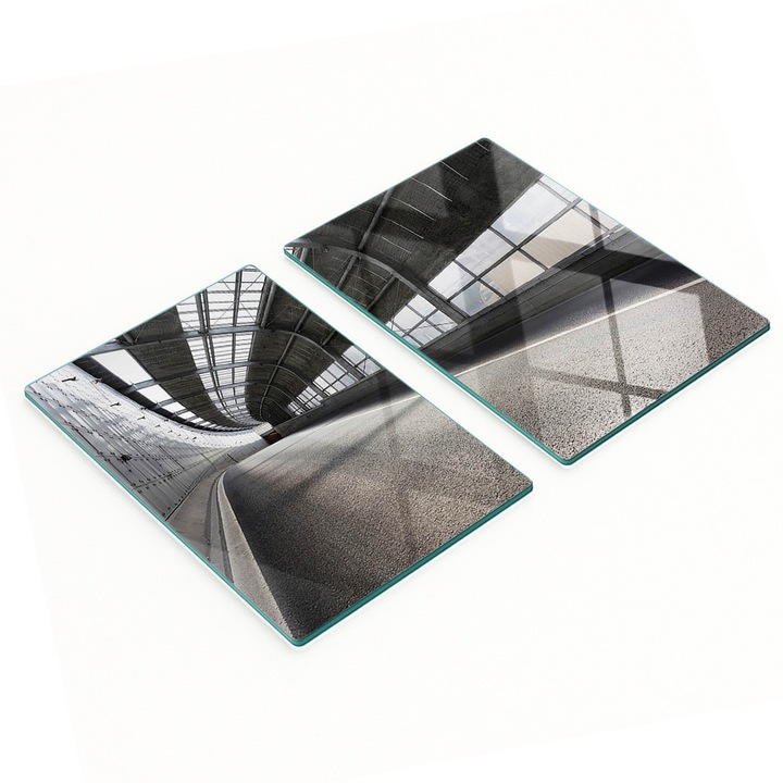 Tulup konyhai vágódeszkák, 2 darabos készlet, edzett üveg, 2x40x52cm, csúszásmentes, magas hőmérsékletnek ellenálló