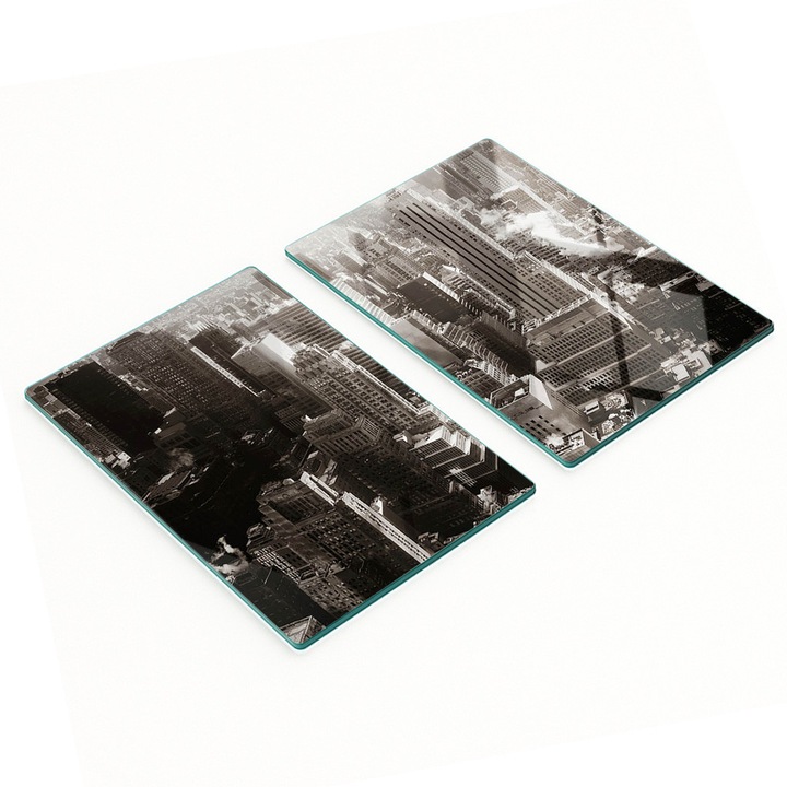 Konyhai vágódeszkák, Tulup, 2 darabos készlet, 2x40x52cm, edzett üveg, csúszásgátló, magas hőmérsékletnek ellenálló