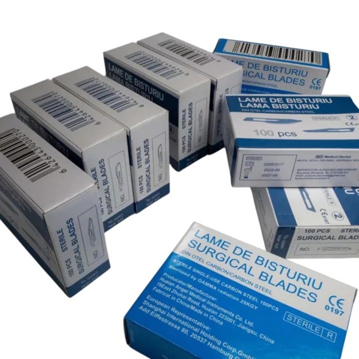 Lame bisturiu sterile din otel carbon, Numar 20, set 10 bucati