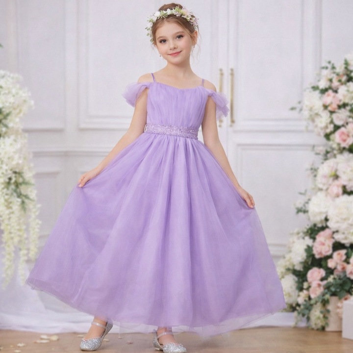 Rochie eleganta albastra din tulle pentru fetite 4-7 ani, Mov
