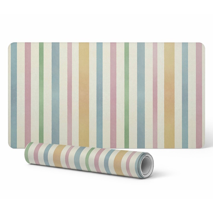 Mata de birou antiderapanta Tulup, model dungi pastelate, 120x60cm, 1,6mm grosime, rezistenta la decolorare si raze UV