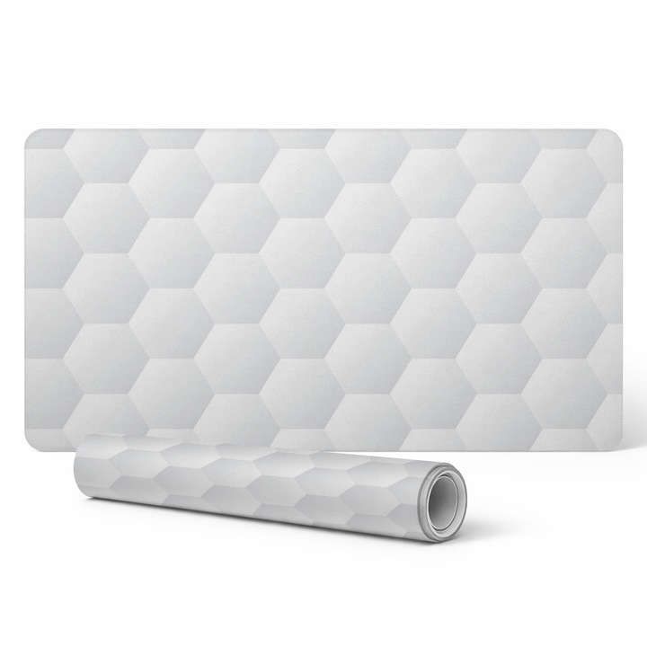 Covoras protectie pentru birou, Tulup, din vinil, model geometric 3D, 100x50cm, 1,6mm grosime