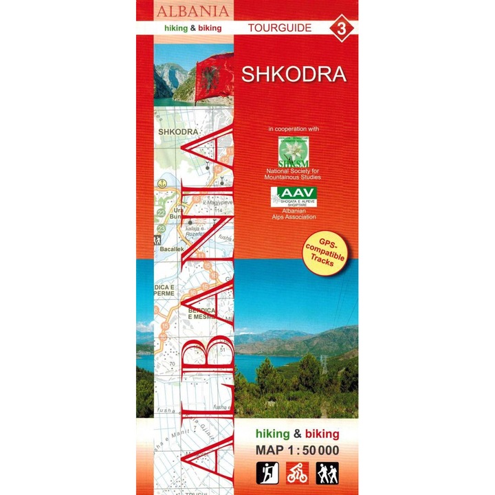 Harta turistica si de ciclism Shkodra, Huber Kartographie, 1:50 000, 2023