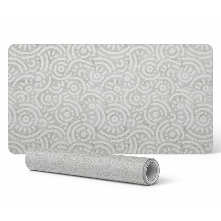 Covoras protectie pentru birou, Tulup, model geometric retro, 100x50cm, 1,6mm, rezistent la decolorare