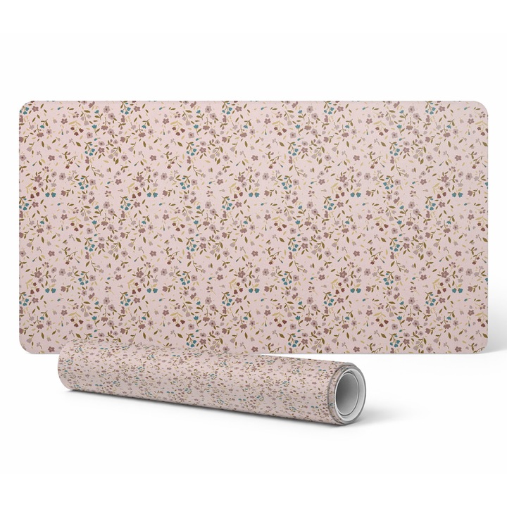 Covoras protectie pentru birou, Tulup, flori delicate, 100x50cm, 1,6mm