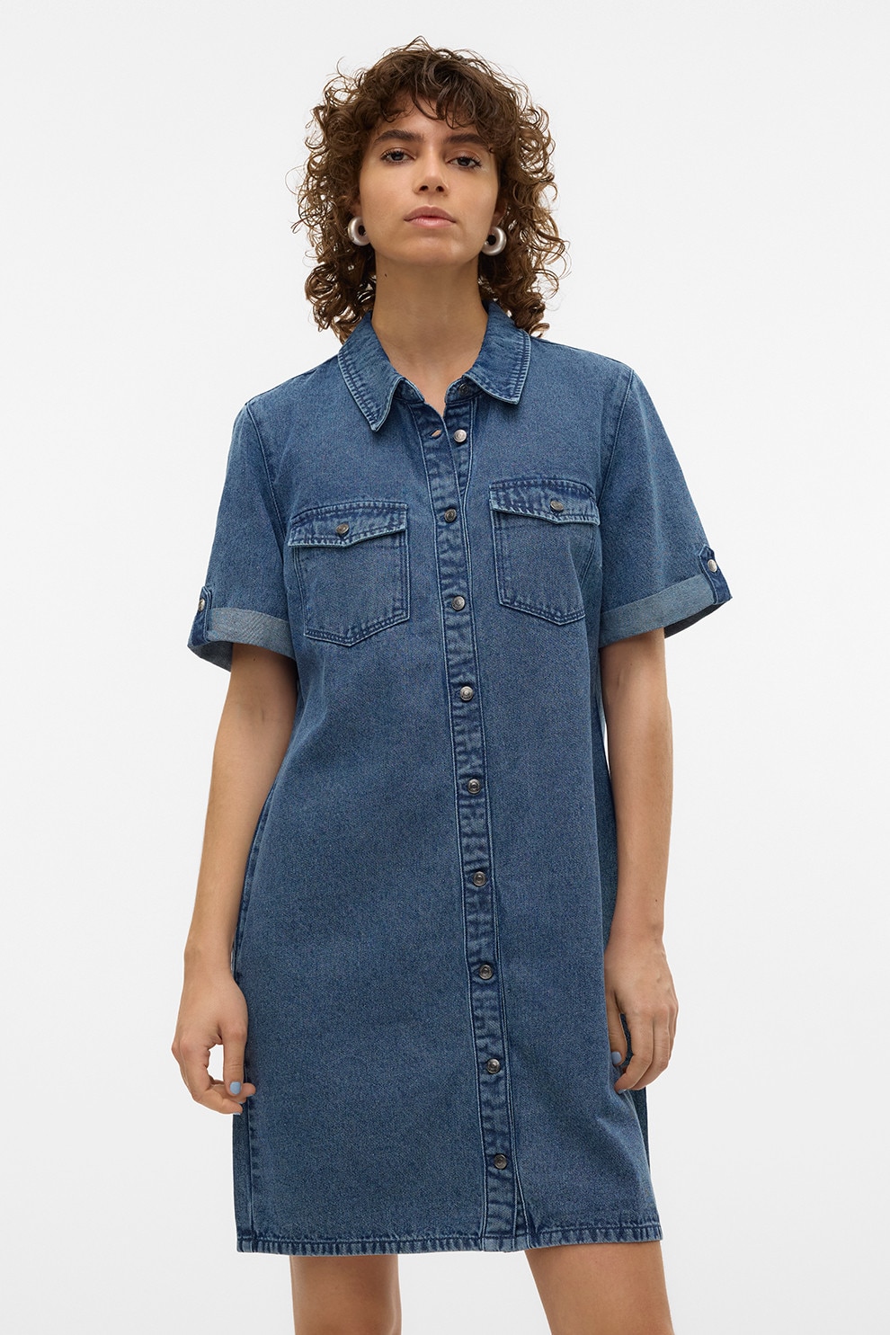 Vero Moda, Rochie mini din denim, Albastru inchis, M