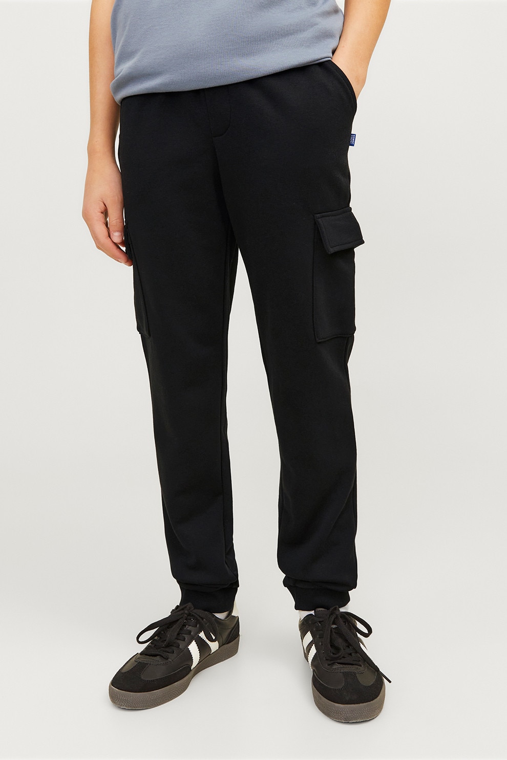 Jack & Jones, Pantaloni de trening cargo cu snur, Negru, 152 CM