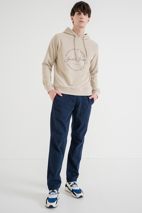 Jack & Jones, Hanorac cu imprimeu logo, Maro camel