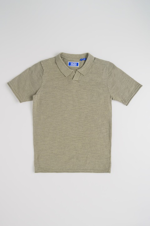 Jack & Jones, Galléros organikuspamut póló, Spárgazöld