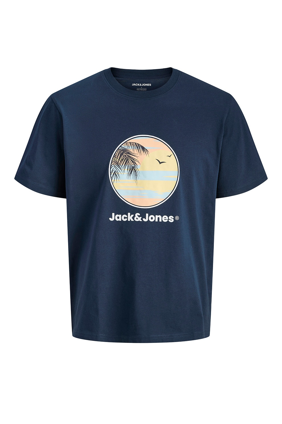 Jack & Jones, Tricou cu decolteu la baza gatului si logo, Galben pal, Portocaliu pal, Albastru pal, Bleumarin, 104 CM