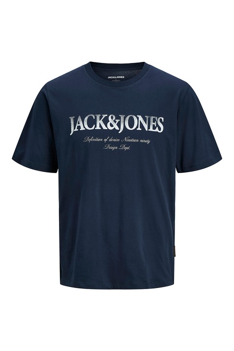 Jack & Jones, Pamutpóló logómintával, Fehér/Tengerészkék