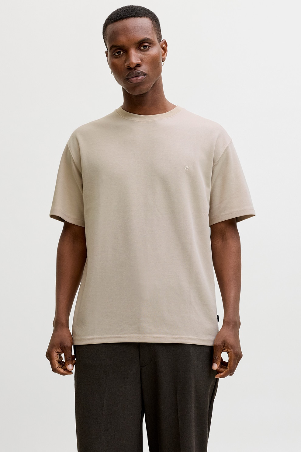 Jack & Jones, Tricou regular-fit cu decolteu la baza gatului, Bej deschis, M