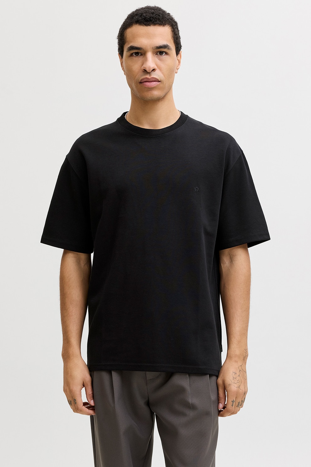 Jack & Jones, Tricou regular-fit cu decolteu la baza gatului, Negru, XL