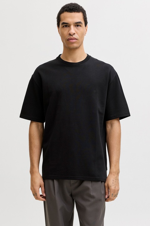 Jack & Jones, Tricou regular-fit cu decolteu la baza gatului, Negru