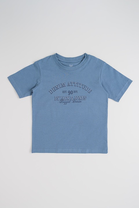 Jack & Jones, Logós organikuspamut póló, Sötétkék/Púderkék