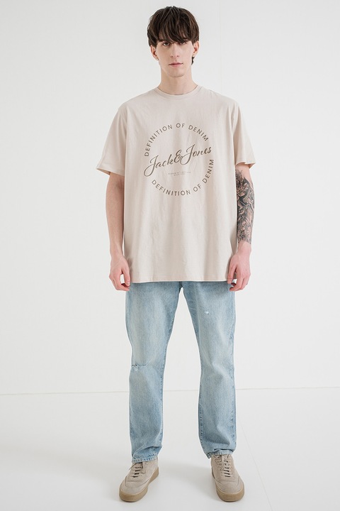 Jack & Jones, Kerek nyakú logós póló, Barna/Tevebarna