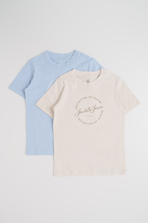 Jack & Jones, Logós póló szett - 2 db, Levendulakék/Világosbézs