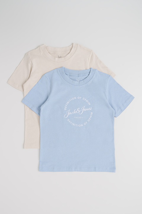 Jack & Jones, Logós póló szett - 2 db, Levendulakék/Világosbézs