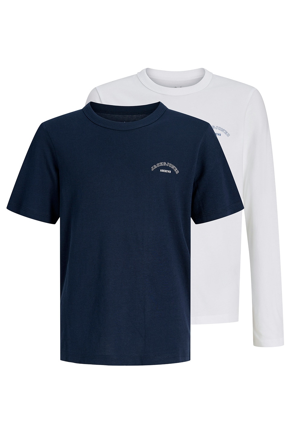 Jack & Jones, Set de bluza si tricou din bumbac organic - 2 piese, Alb, Bleumarin, 176 CM
