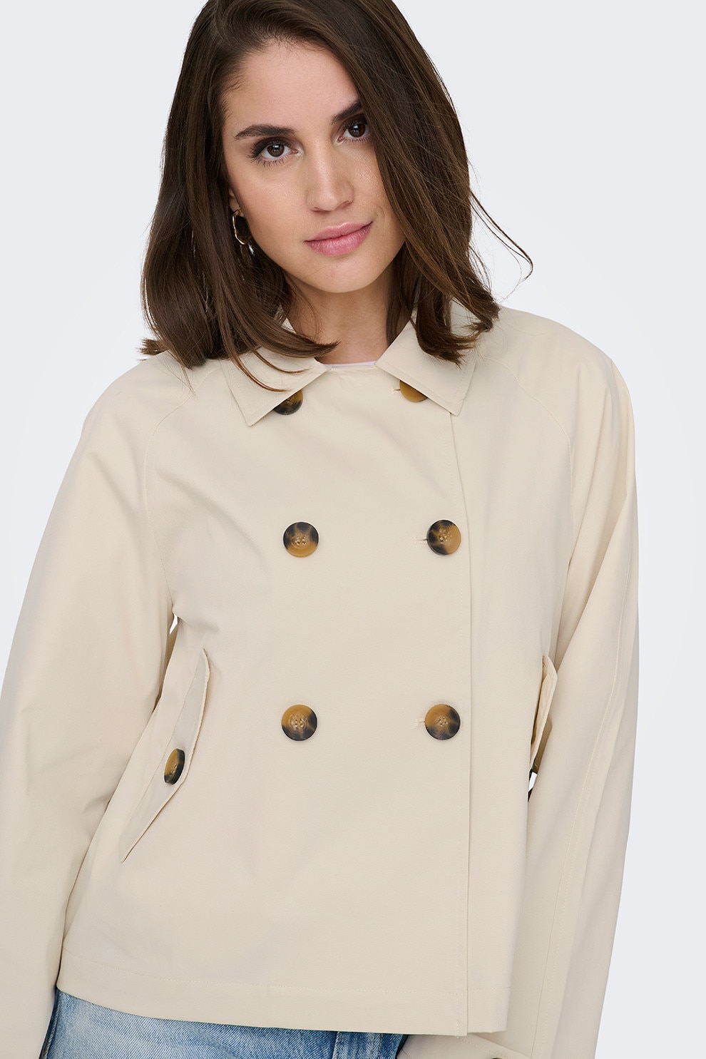 Only, Trenci cu doua randuri de nasturi, Maro camel, XL - eMAG.ro