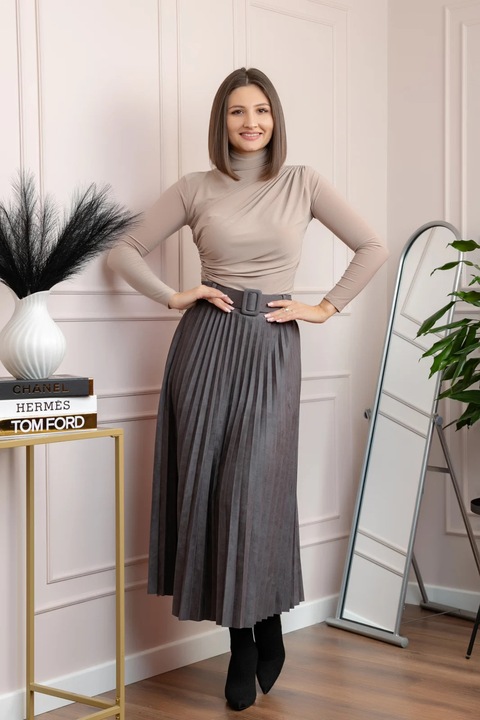 Кожена пола Delilah, Сив, One Size