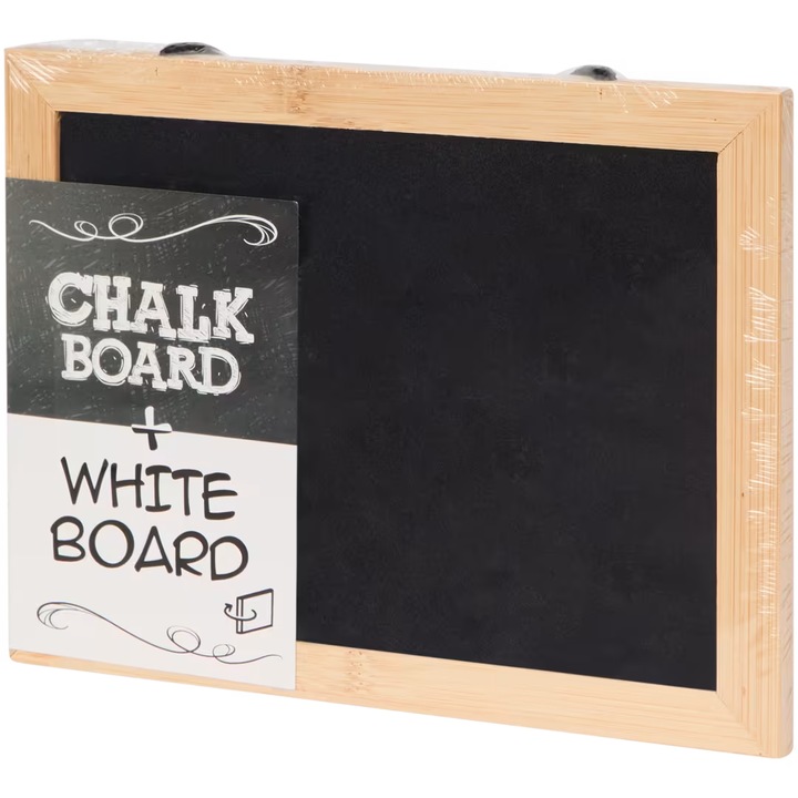 Tabla 2 in 1, Natur, 20x16cm, Set 6 Piese, Inclus: 2 Markere, 2 Crete, Burete