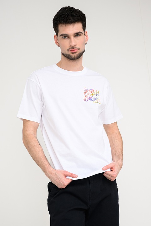 Scotch & Soda, Tricou cu imprimeu grafic, Rosu/Alb optic