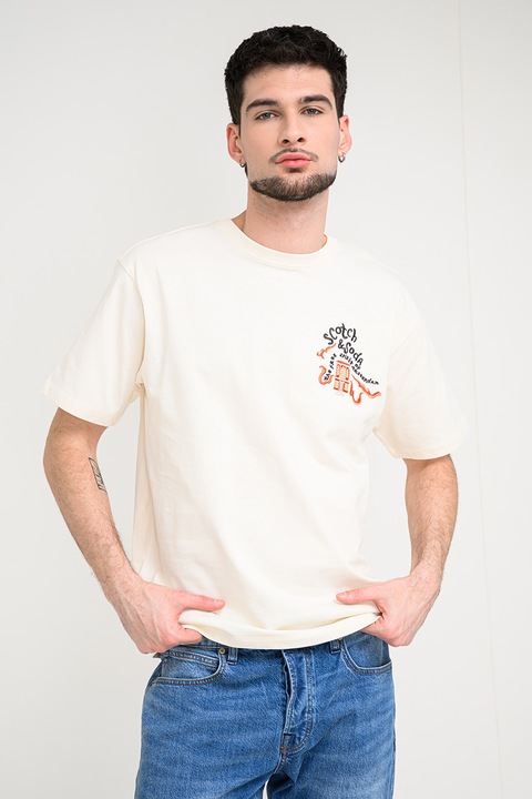 Scotch & Soda, Triocu cu imprimeu logo, Rosu/Bej deschis