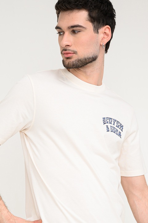 Scotch & Soda, Tricou cu imprimeu grafic, Visiniu/Bej deschis