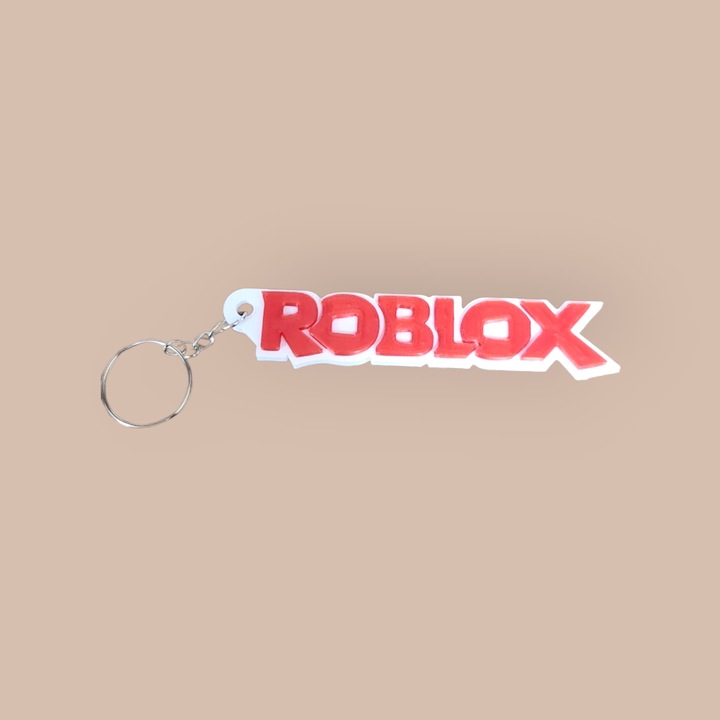 Személyre szabott Roblox kulcstartó - 3D nyomtatott - fehér/piros