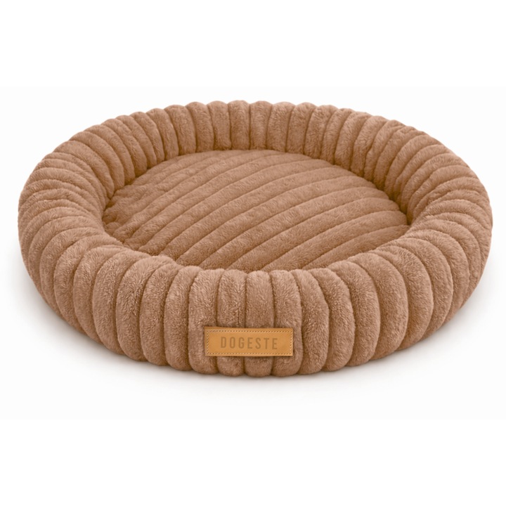 Pat caini Dogeste Donut 50 cm, rotund, talie mare, antiderapant, lavabil, culoare maro