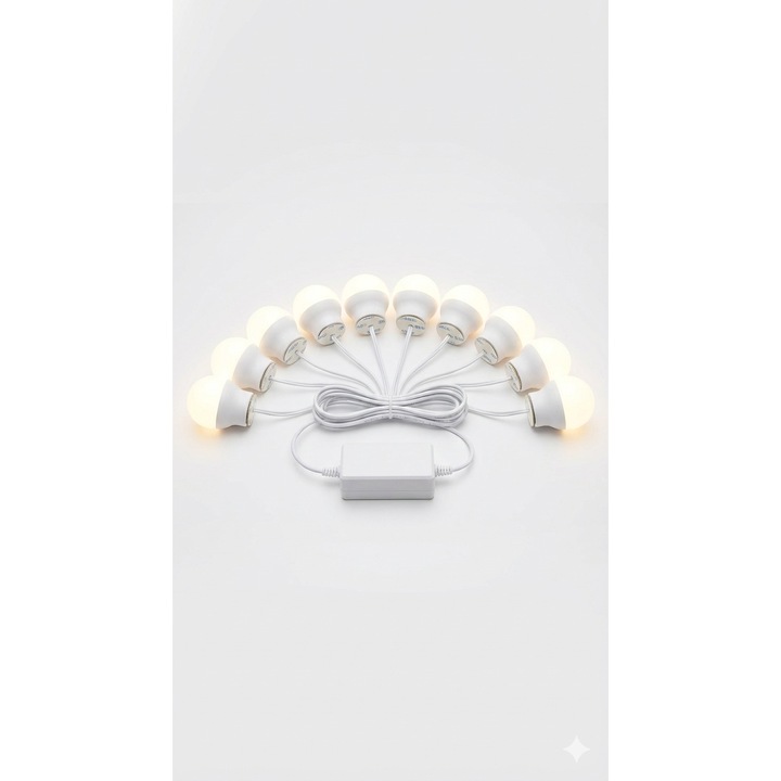 Комплект LED осветление за огледало в холивудски стил, 10 броя