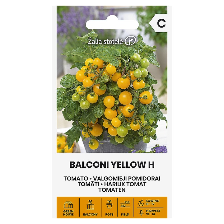 Paradicsom Balconi Yellow H, Žalia Stotelė, vetőmagok, boríték, 0.1 gramm