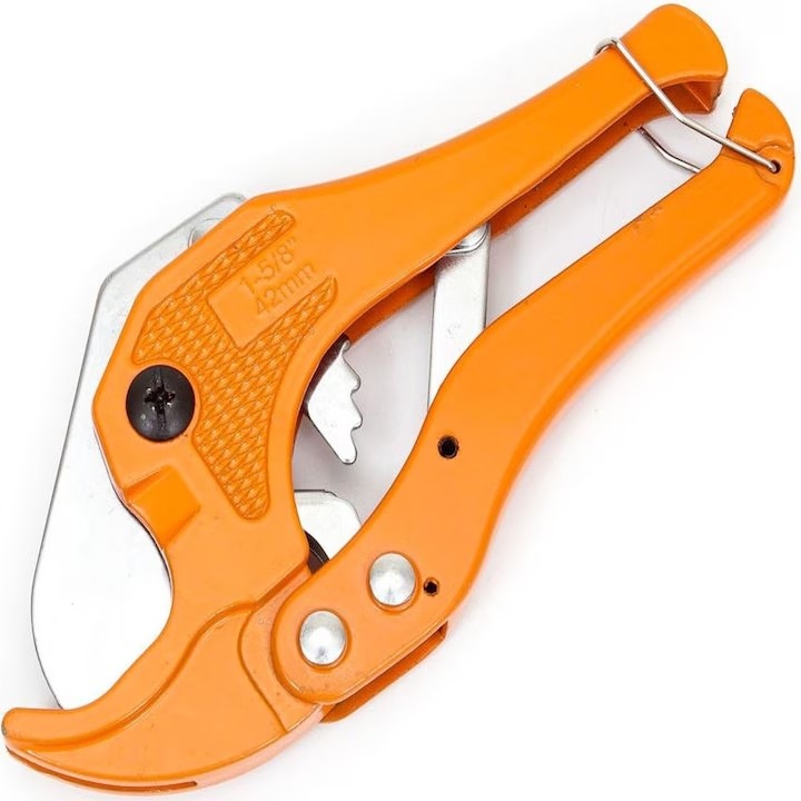 Foarfeca Tevi PVC TrioStore, taiere precisa, lama otel, maner ergonomic, 180 mm, maxim 42 mm diametru