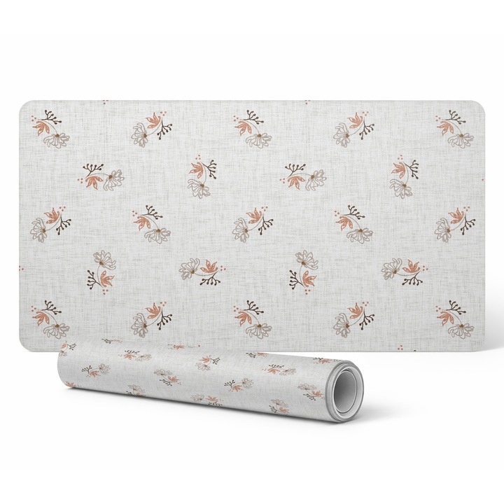 Mousepad Tulup, flori delicate retro, 90x45cm, 1,6mm grosime, rezistent la decolorare