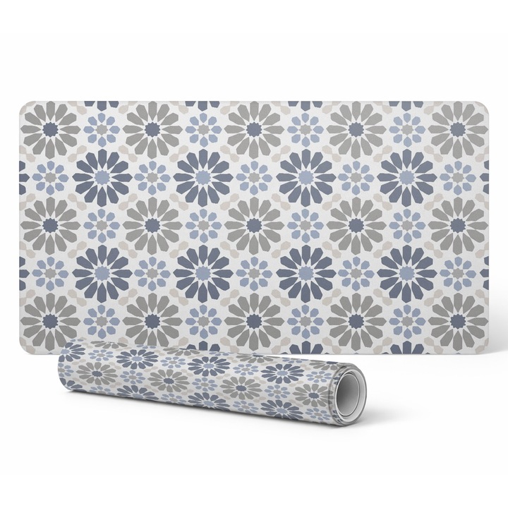 Mousepad Tulup, model retro cu design floral, 90x45cm, 1,6mm grosime, rezistent la decolorare