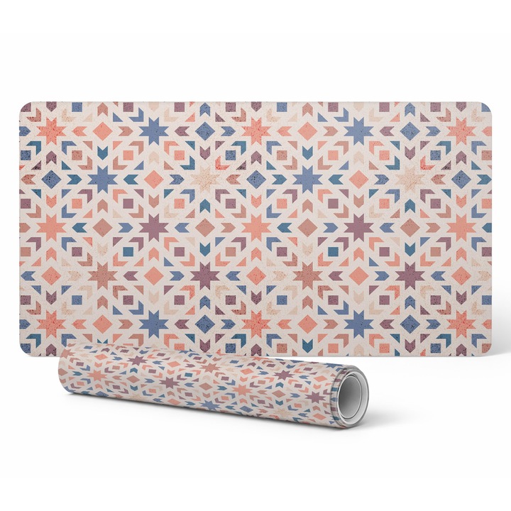 Mousepad Tulup, model geometric, 90x45cm, rezistent la decolorare, 1.6mm
