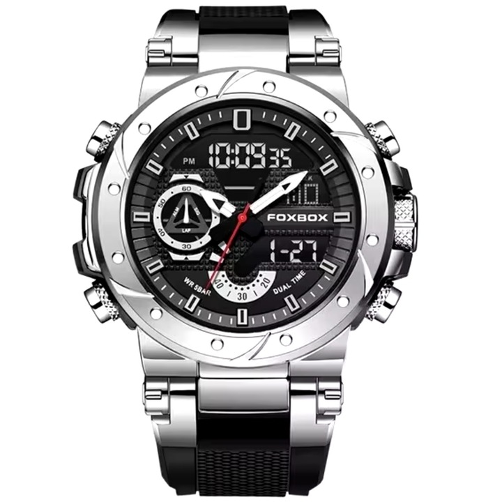 Ceas FOXBOX TE-34987 - Negru / Argintiu