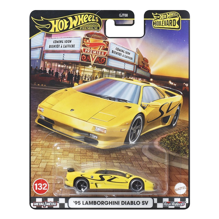 Hot Wheels autómodell, Lamborghini Diablo SV, prémium részletek, 1:64, fém