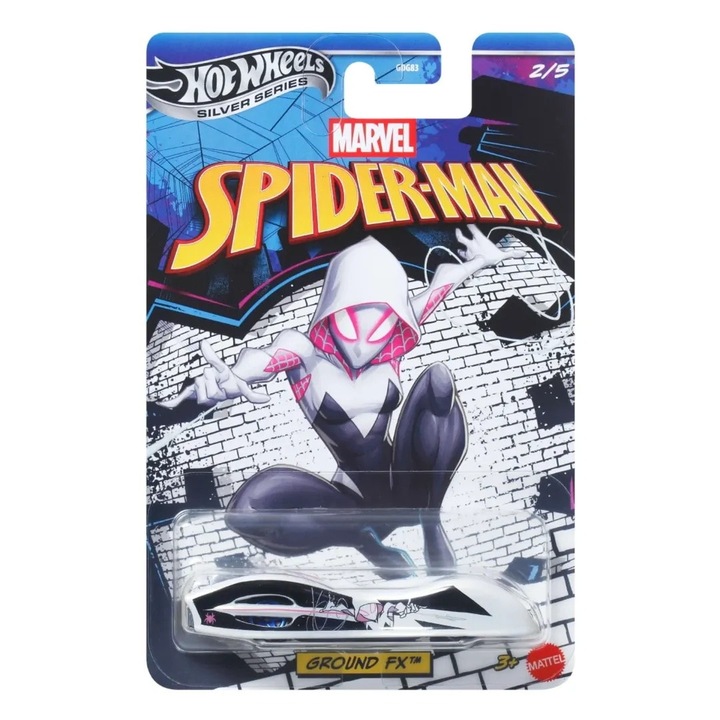 Hot Wheels Ezüst Pókember készlet, 1:64, fém, tematikus gyűjtőknek