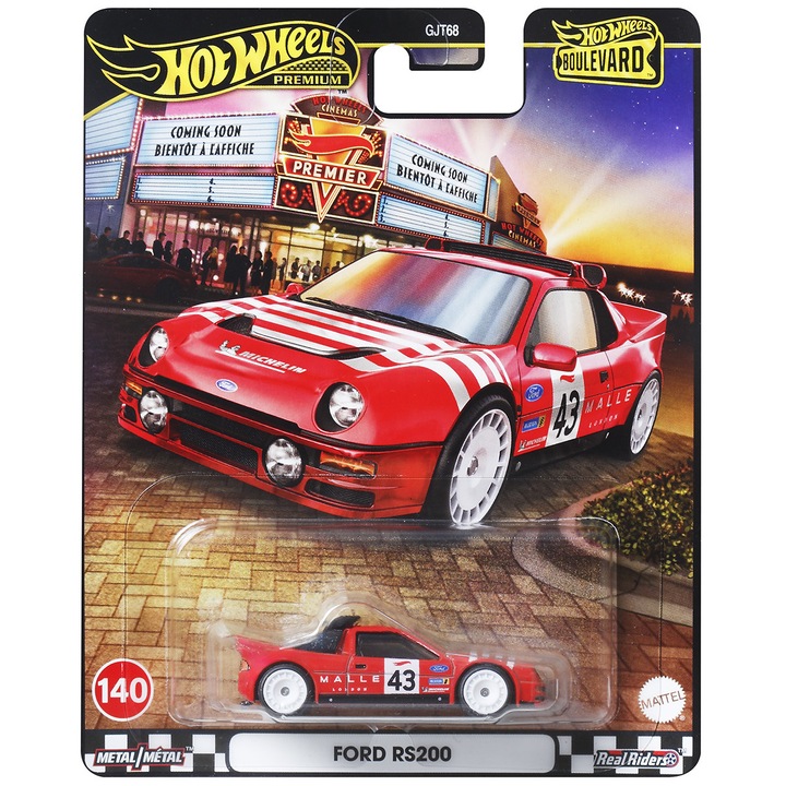 Ford RS200 autómodell, Hot Wheels Premium Boulevard, fém részletek, 1:64 méretarány