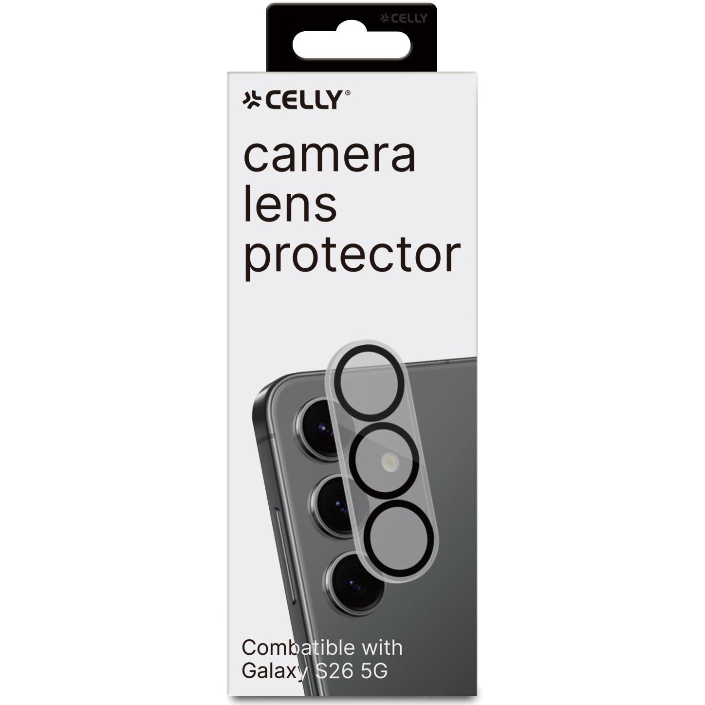 Folie de protectie Celly din sticla pentru camere compatibila cu Samsung Galaxy S26