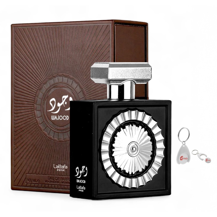 Wajood Eau de Parfum szett, Lattafa Pride, Unisex, 100ml személyre szabott "PMD" kulcstartóval