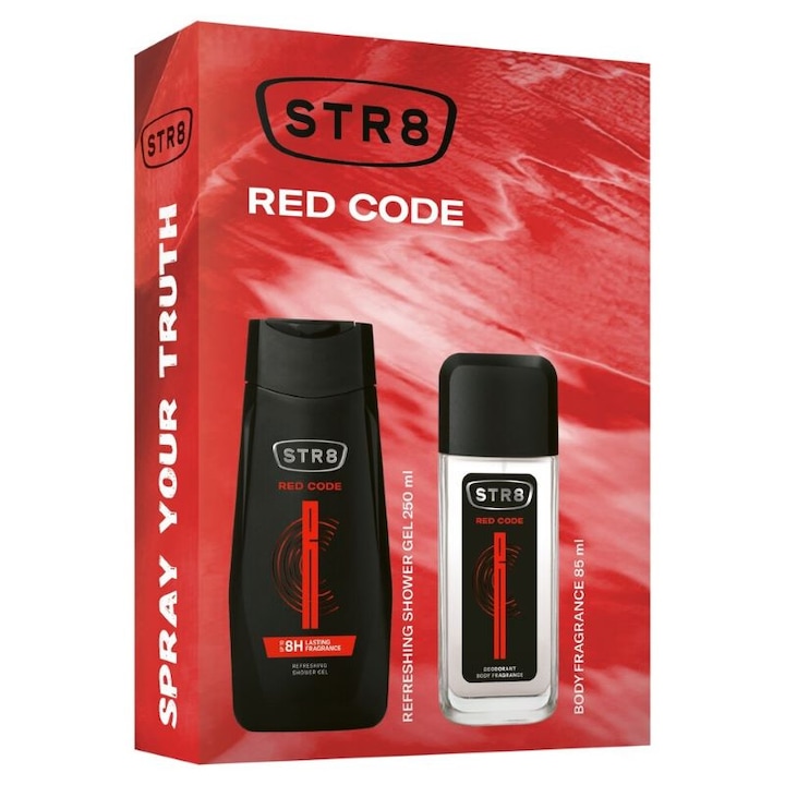 Set ingrijire corp STR8 Red Code: Parfum pentru corp, 85ml + Gel de dus pentru corp, 250ml