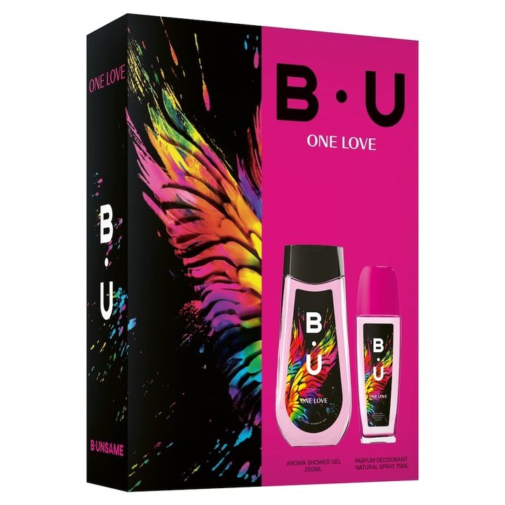 Set B.U. One Love, Set compus din Gel de dus 250 ml si Parfum pentru corp 75 ml
