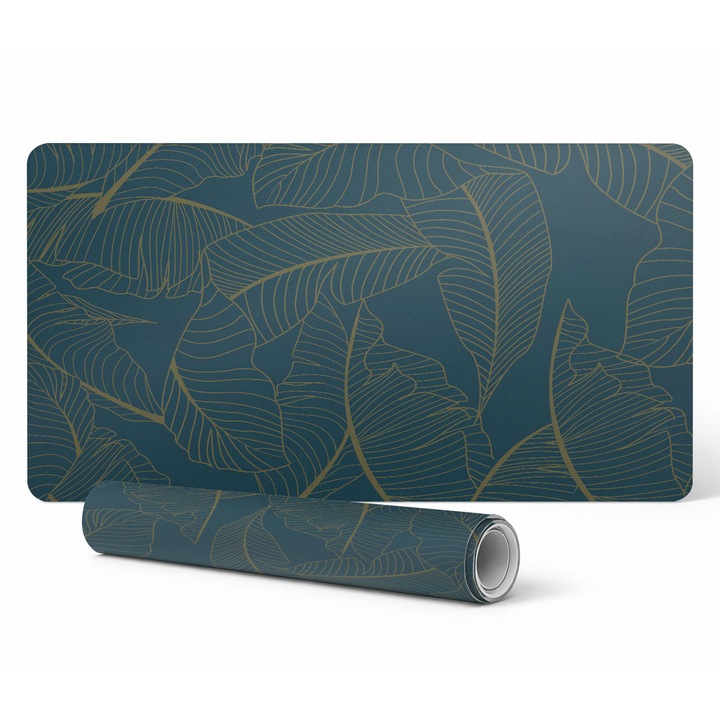 Mapa protectie birou Tulup, model frunze, vinil, 100x50cm, 1.6mm, rezistent la decolorare