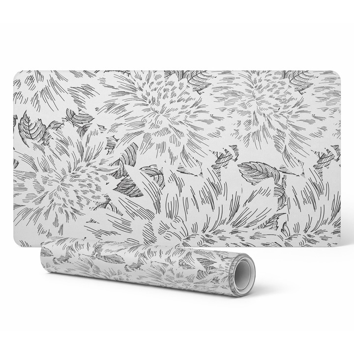 Mapa protectie birou Tulup, model floral retro, vinil, 100x50cm, 1.6mm, rezistent la decolorare