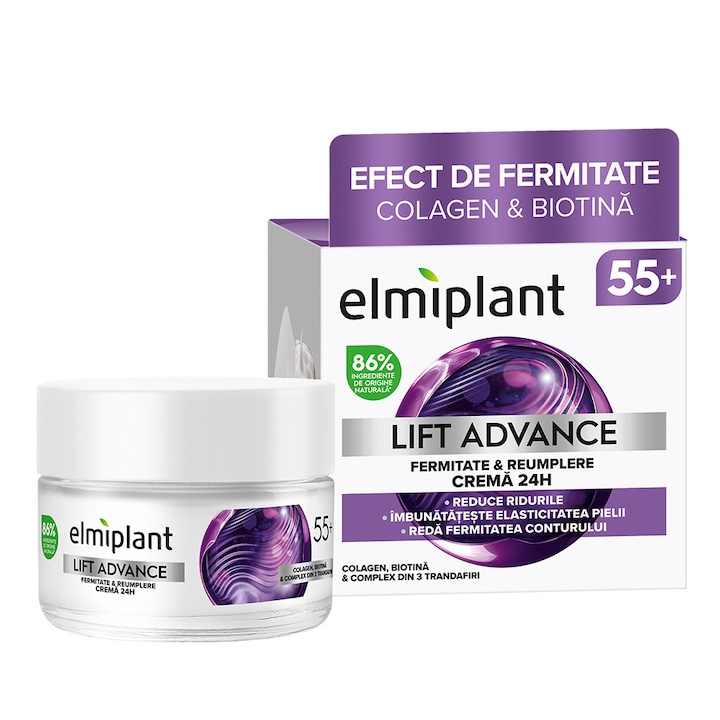 Крем за лице Elmiplant LIFT ADVANCE 24H за СТЯГАНЕ & ЗАПЪЛВАНЕ, За възраст 55+, 50 мл